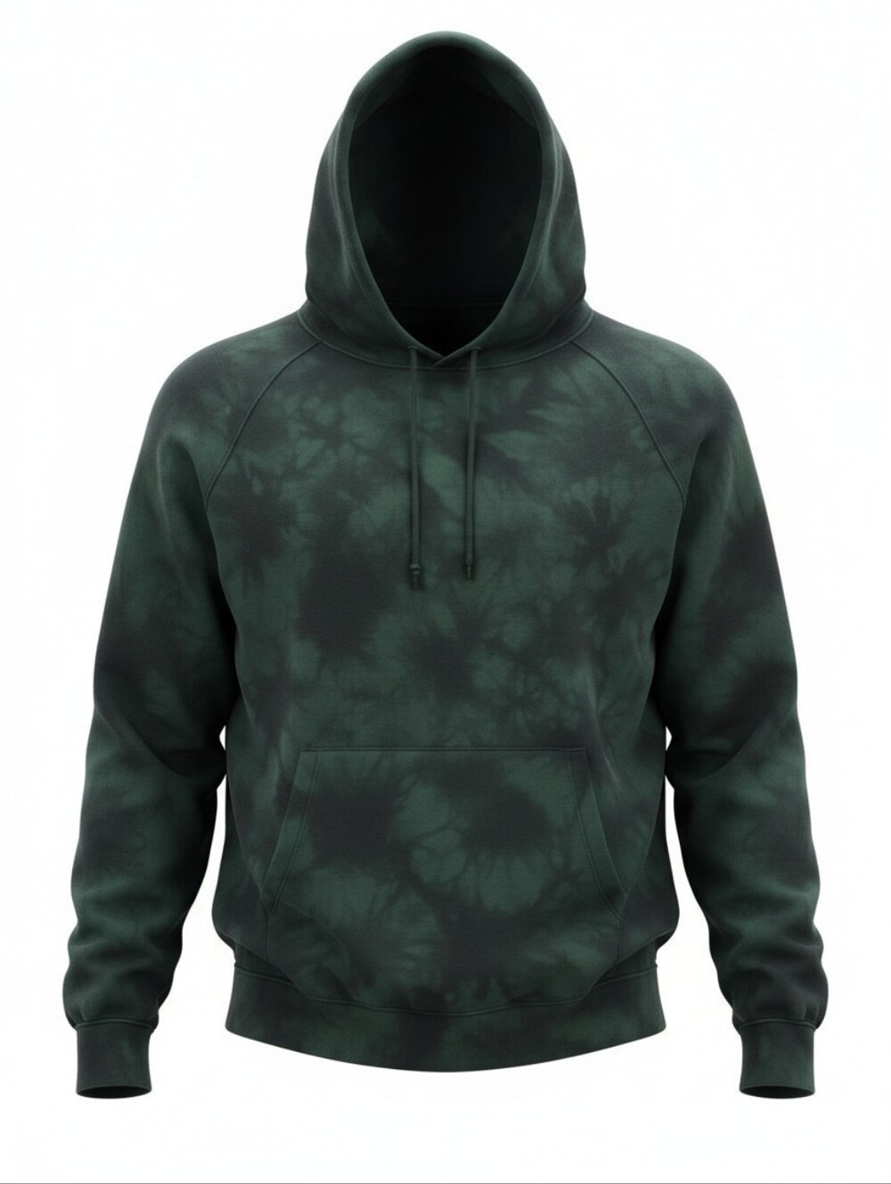 all in motion Men's Dark Green Tie-Dye Pullover Hoodie Sweatshirt Punk Grunge, S